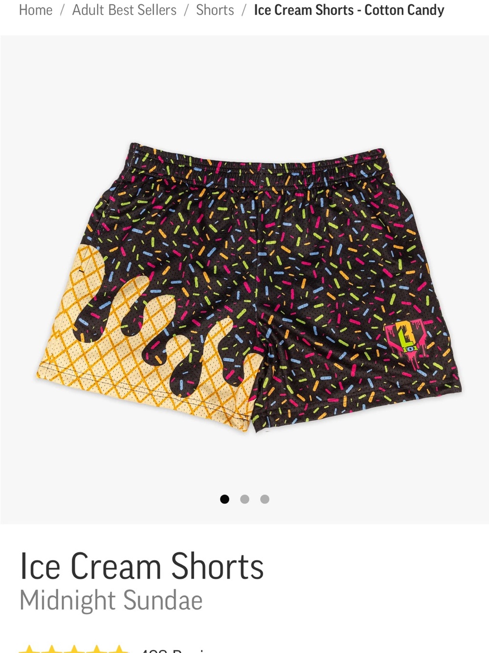 Kids' Ice Cream Print Cotton Candy Shorts - Black/Multi